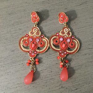 Beaded exotic costume earrings